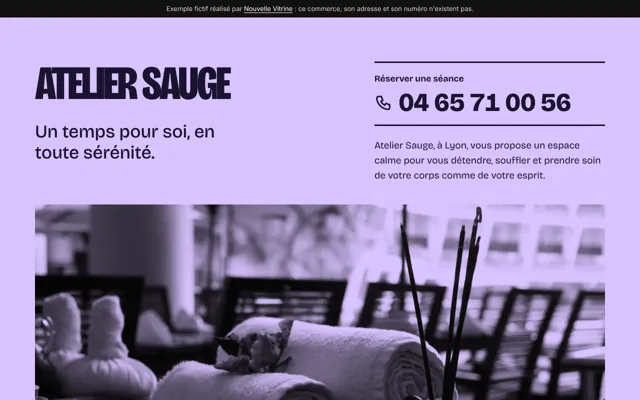 Site d'exemple Atelier Sauge sur ordinateur