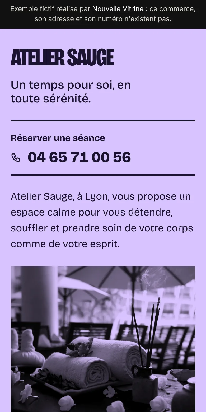 Aperçu du site d'exemple Atelier Sauge, massages